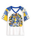 Women's Los Angeles Rams Patchwork Sleeve V-Neck Raglan T-Shirt