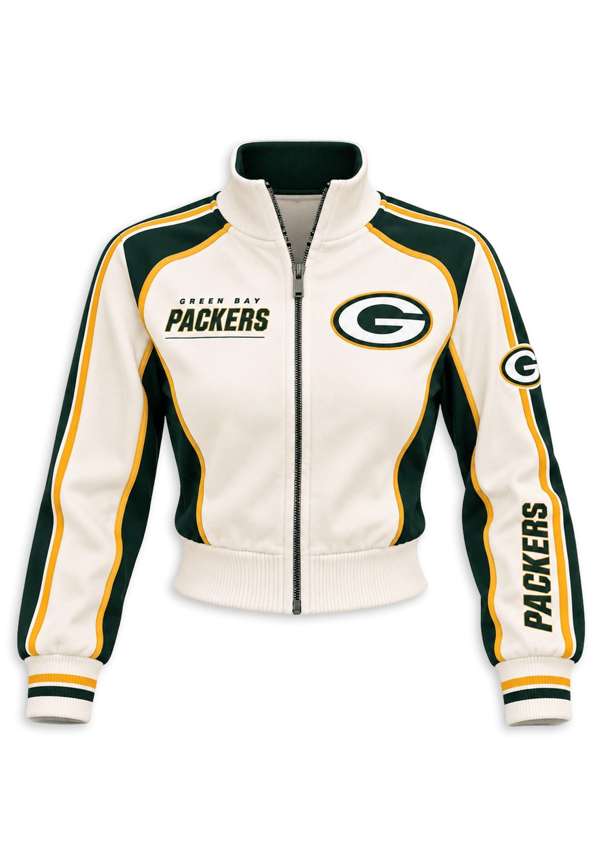 Women's Green Bay Packers Cropped Zip Up Track Jacket