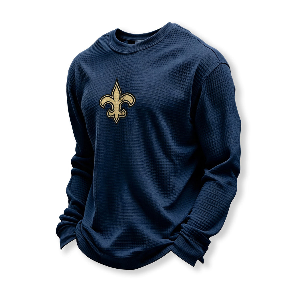 New Orleans Saints Helmet Waffle Knit Crewneck Sweatshirt