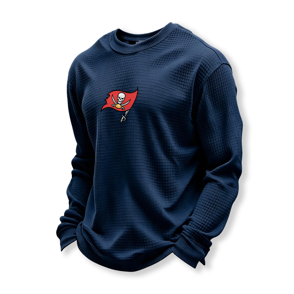 Tampa Bay Buccaneers Helmet Waffle Knit Crewneck Sweatshirt