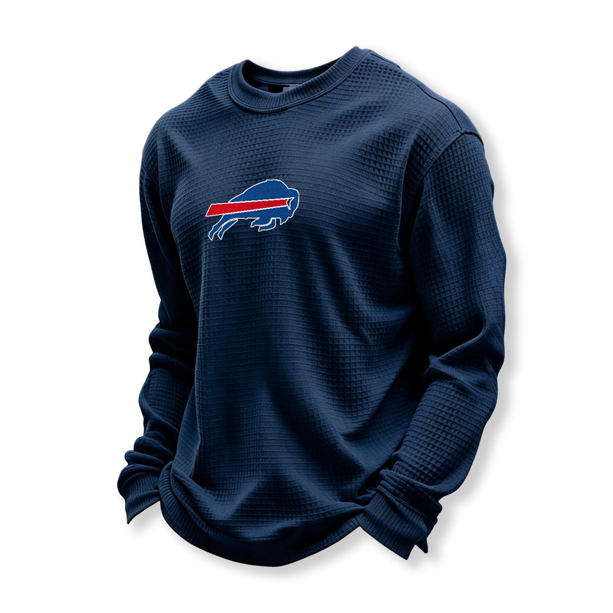 Buffalo Bills Helmet Waffle Knit Crewneck Sweatshirt