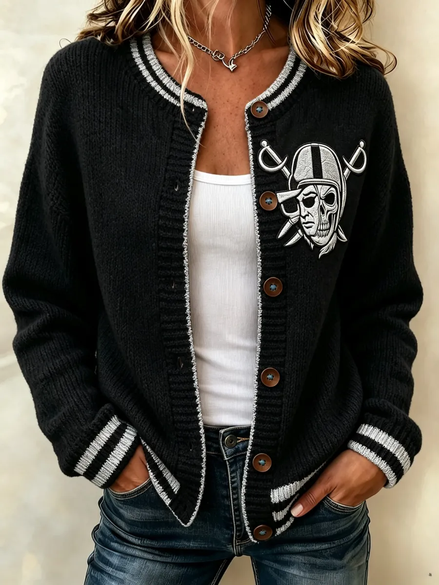 Women'S Casual Football Plant Knitted Cardigan Main image