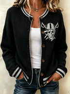 Women'S Casual Football Plant Knitted Cardigan