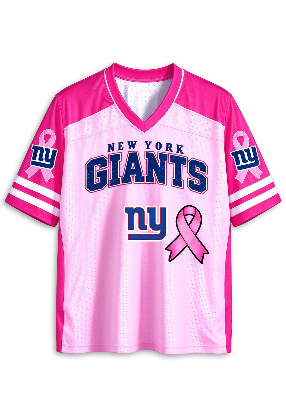 Women New York Giants Breast Cancer Awareness Pink Ribbon Mesh Jersey