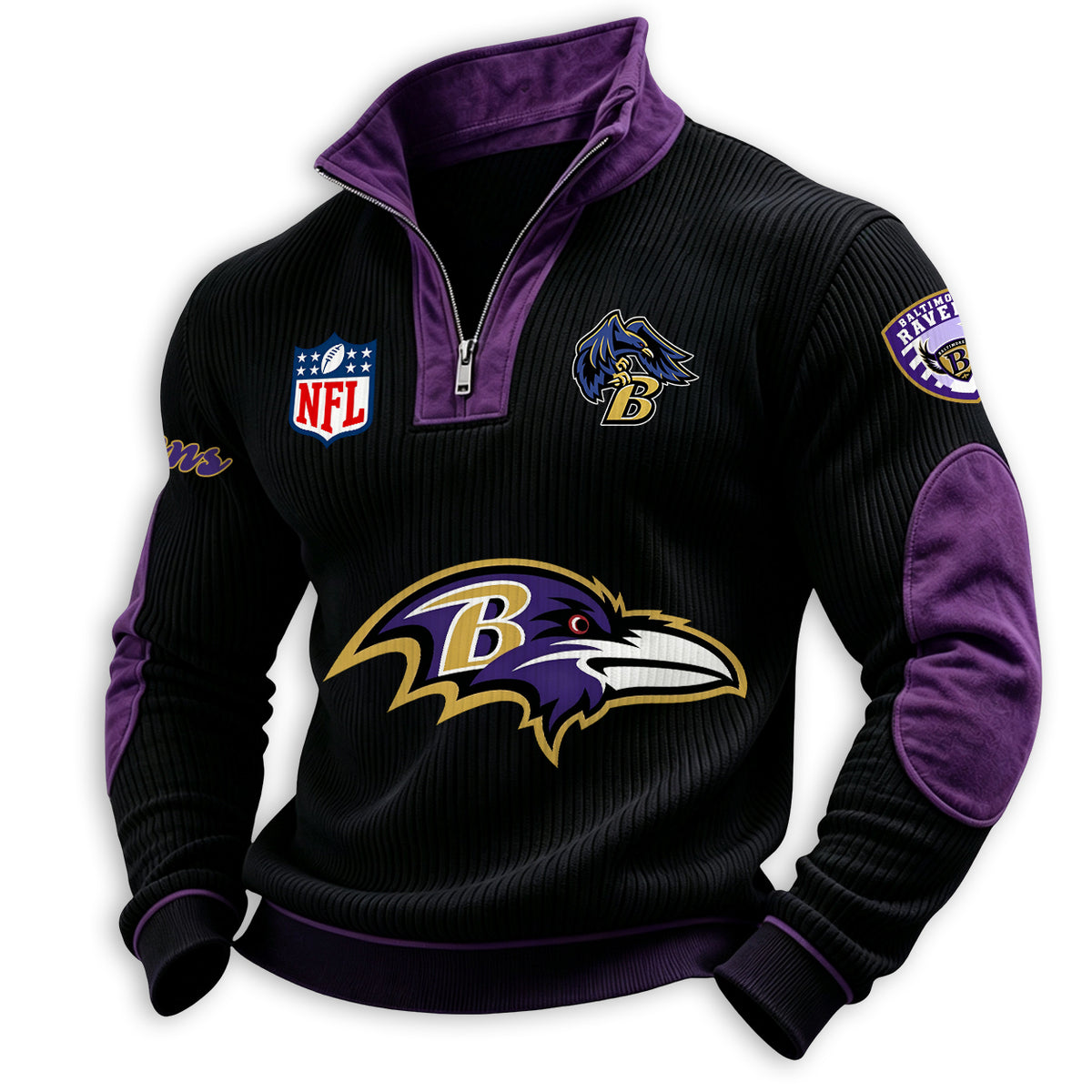 Vintage Baltimore Ravens Diamond Logo 1/4 Zip Pullover Sweatshirt