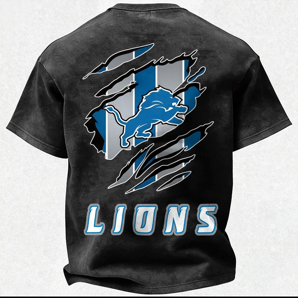 Detroit Lions Printed Unisex 100% Pure Cotton Washed T-Shirt