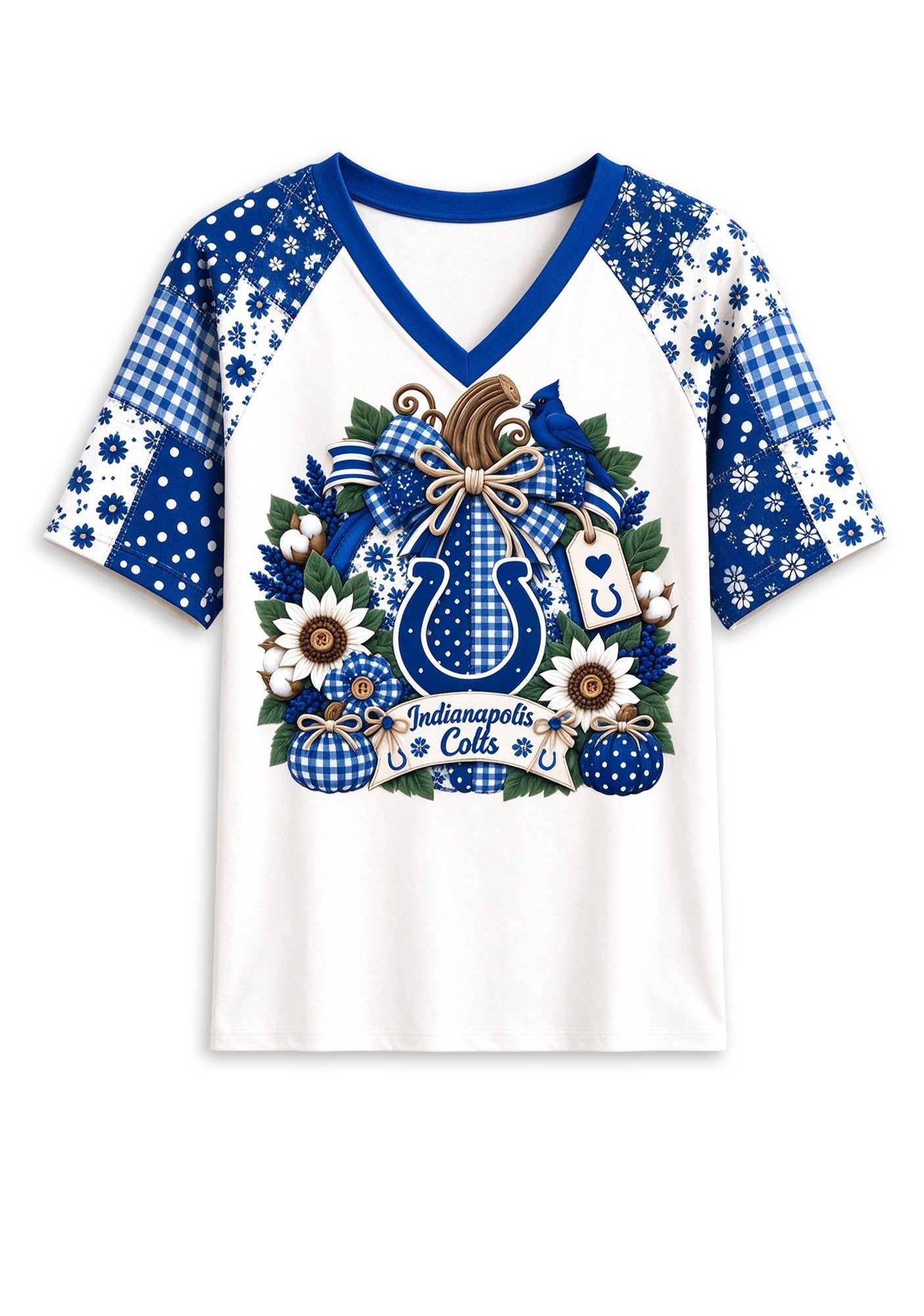 Women's Indianapolis Colts Patchwork Sleeve V-Neck Raglan T-Shirt Secondary image