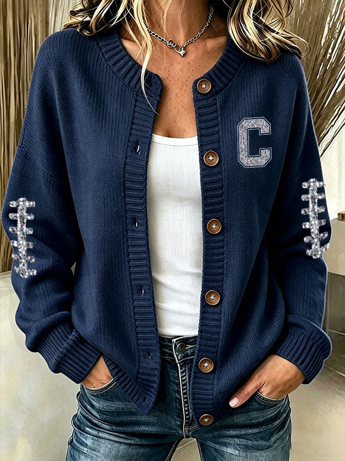Women'S Casual Football Knitted Cardigan Top Main image