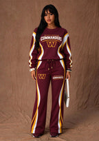 Women's Washington Commanders Crewneck Sweatshirt & Flared Pants 2 Piece Set