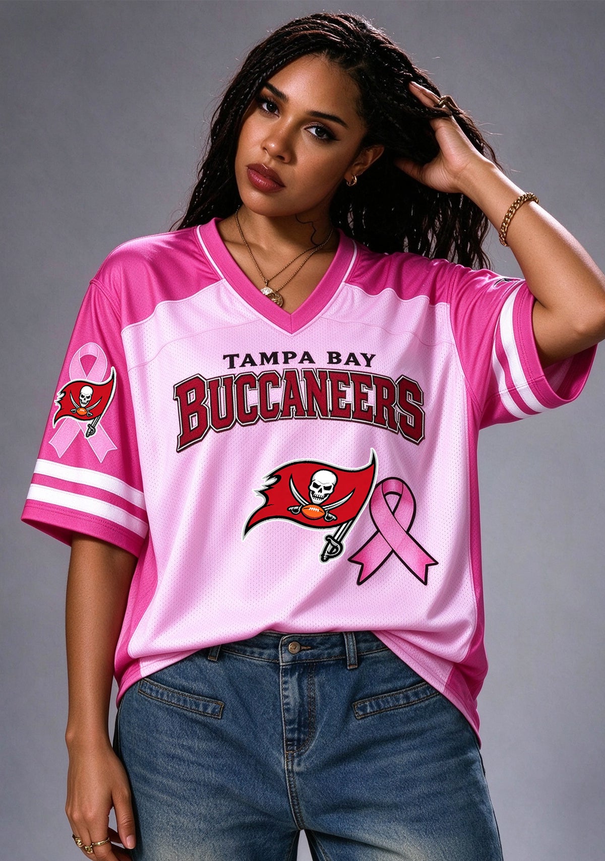 Women Tampa Bay Buccaneers Breast Cancer Awareness Pink Ribbon Mesh Jersey Main image