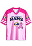 Women Los Angeles Rams Breast Cancer Awareness Pink Ribbon Mesh Jersey