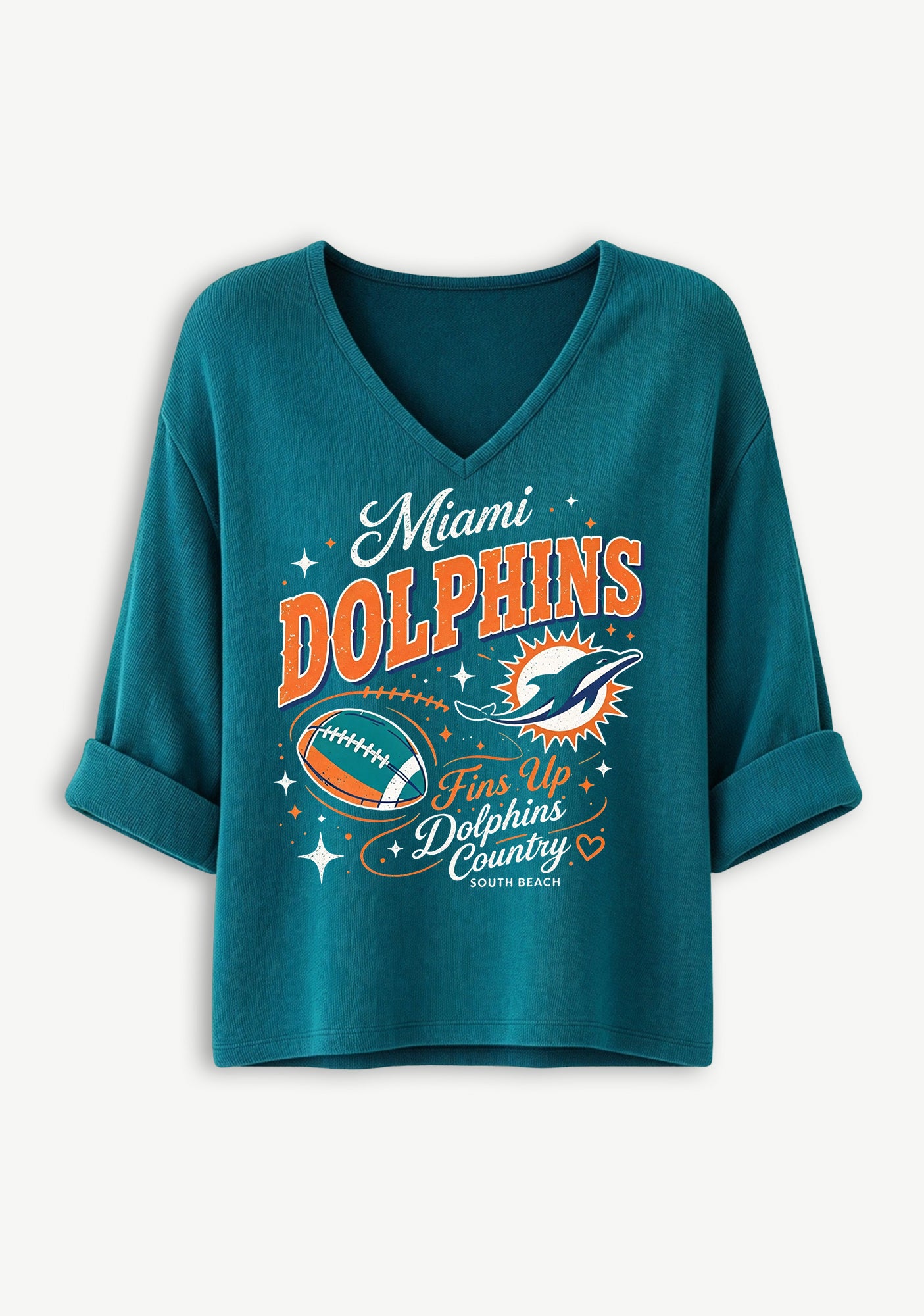 Women Miami Dolphins Fins Up Graphic Long Sleeve Game Day Shirt Secondary image