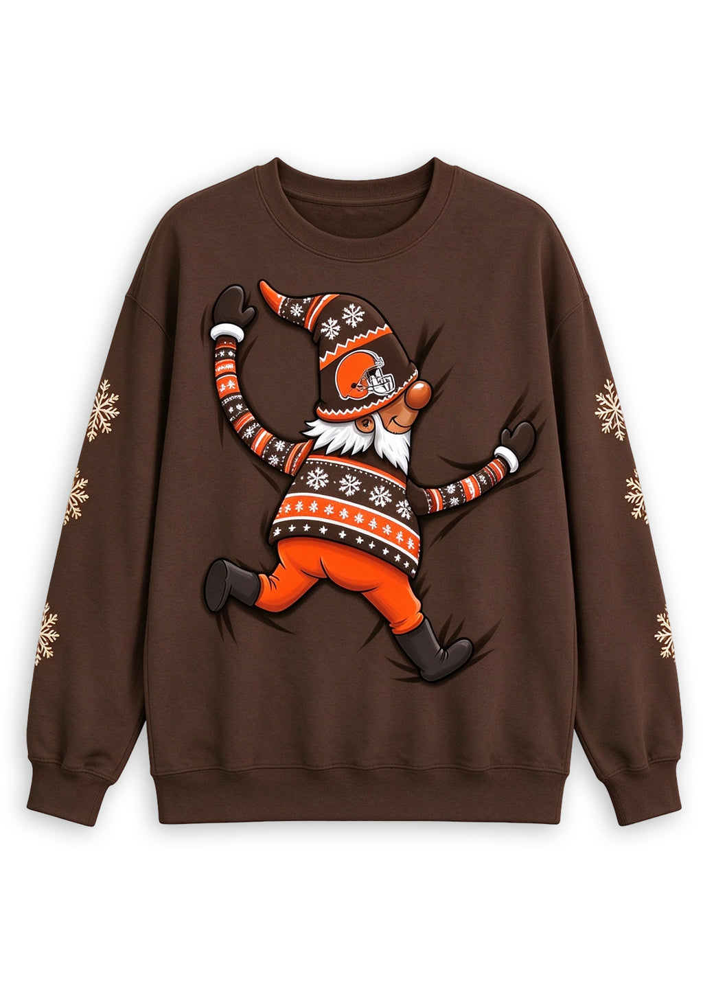 Women's Cleveland Browns Christmas Gnome Crewneck Sweatshirt