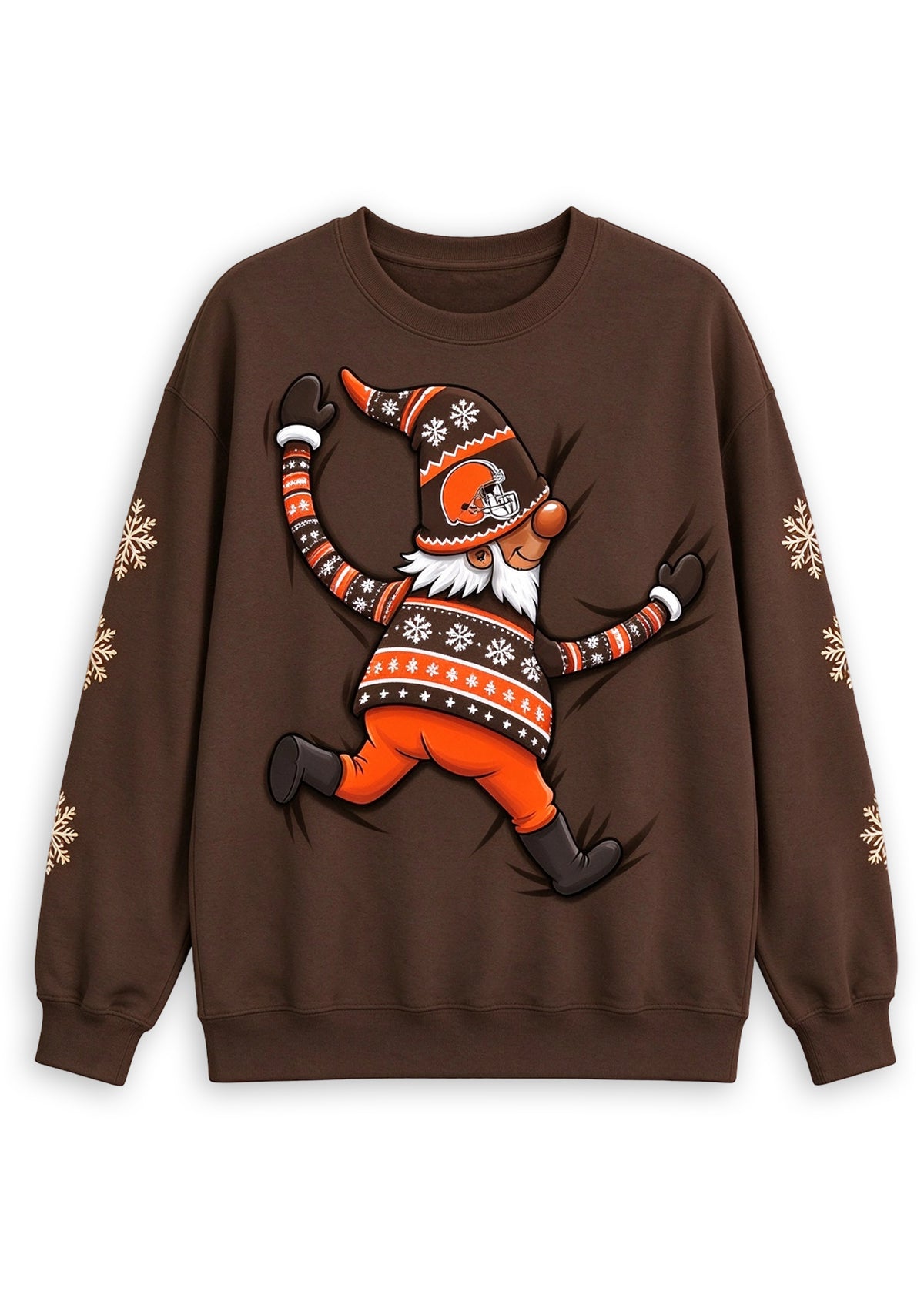 Women's Cleveland Browns Christmas Gnome Crewneck Sweatshirt