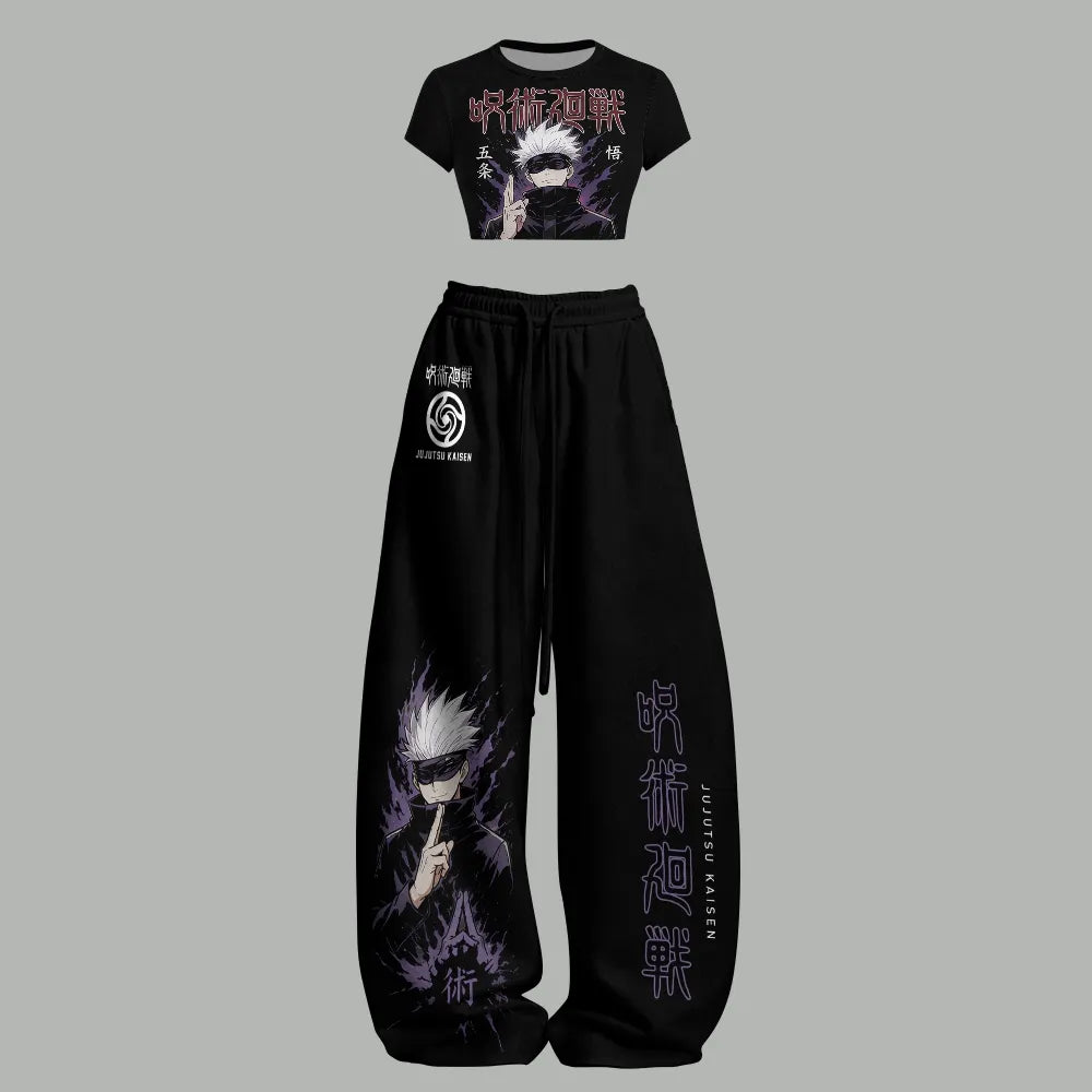 Women T-Shirt  & Elasticated Trousers Two-Piece Set 2605006567