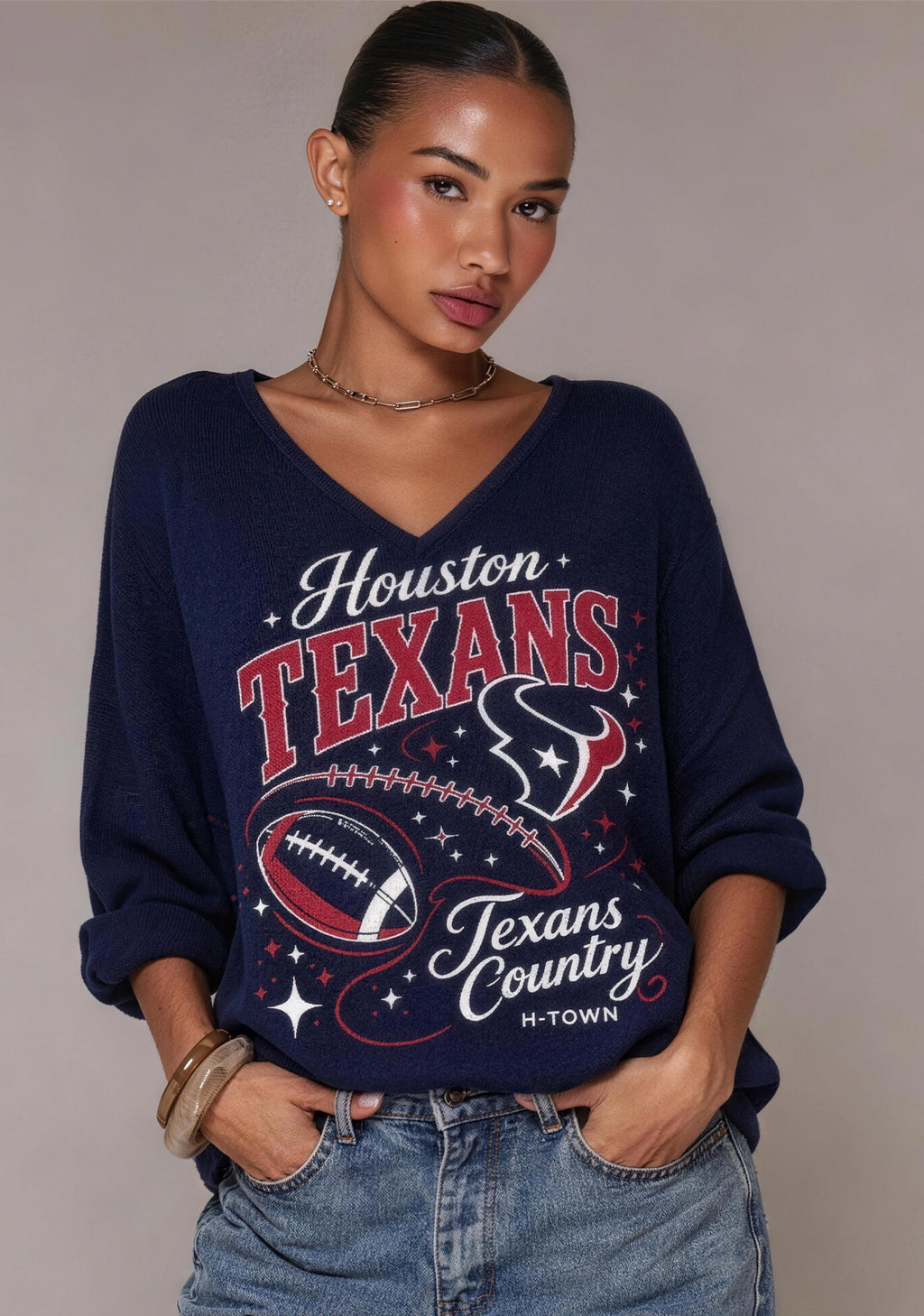 Women Houston Texans Texans Country H-Town Graphic Long Sleeve Game Day Shirt