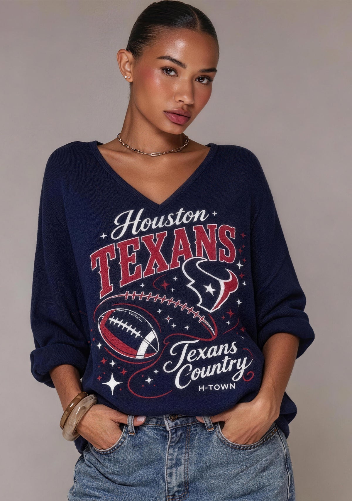 Women Houston Texans Texans Country H-Town Graphic Long Sleeve Game Day Shirt