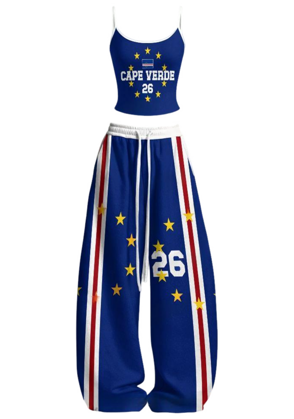 Cape Verde Star Flag Tops & Elasticated Trousers Two-Piece Set