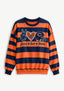 Women's Peace Love Chicago Bears Striped Crewneck Sweatshirt