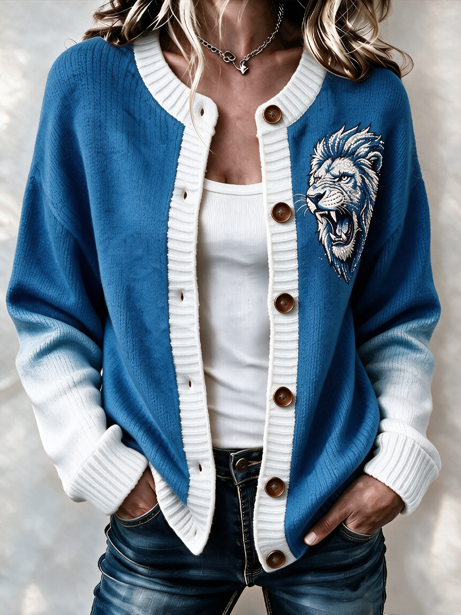 Women'S Casual Football Plant Knitted Cardigan Top