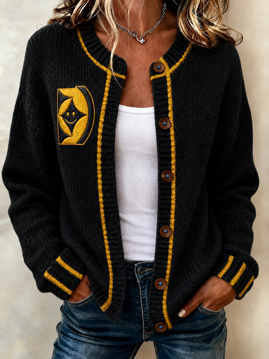 Women'S Football Printed Knitted Cardigan Main image