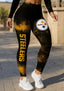 Pittsburgh Steelers Black Gold Workout Leggings For Lady