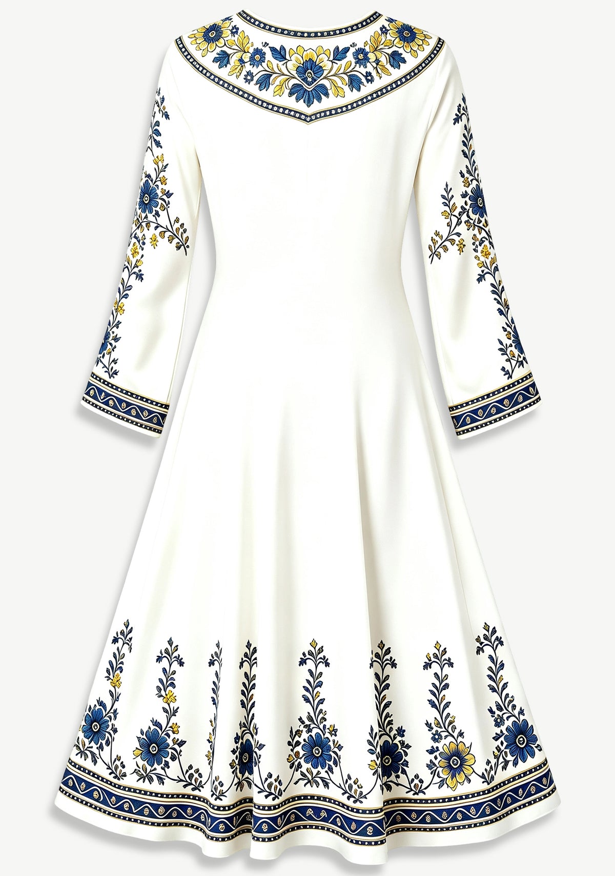 Los Angeles Rams Boho Floral Printed Game‑Day Midi Dress