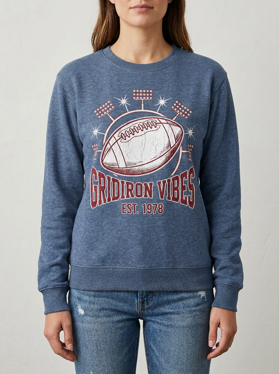 Women's Football Lover Gridiron Vibes Stadium Printed Sweatshirt