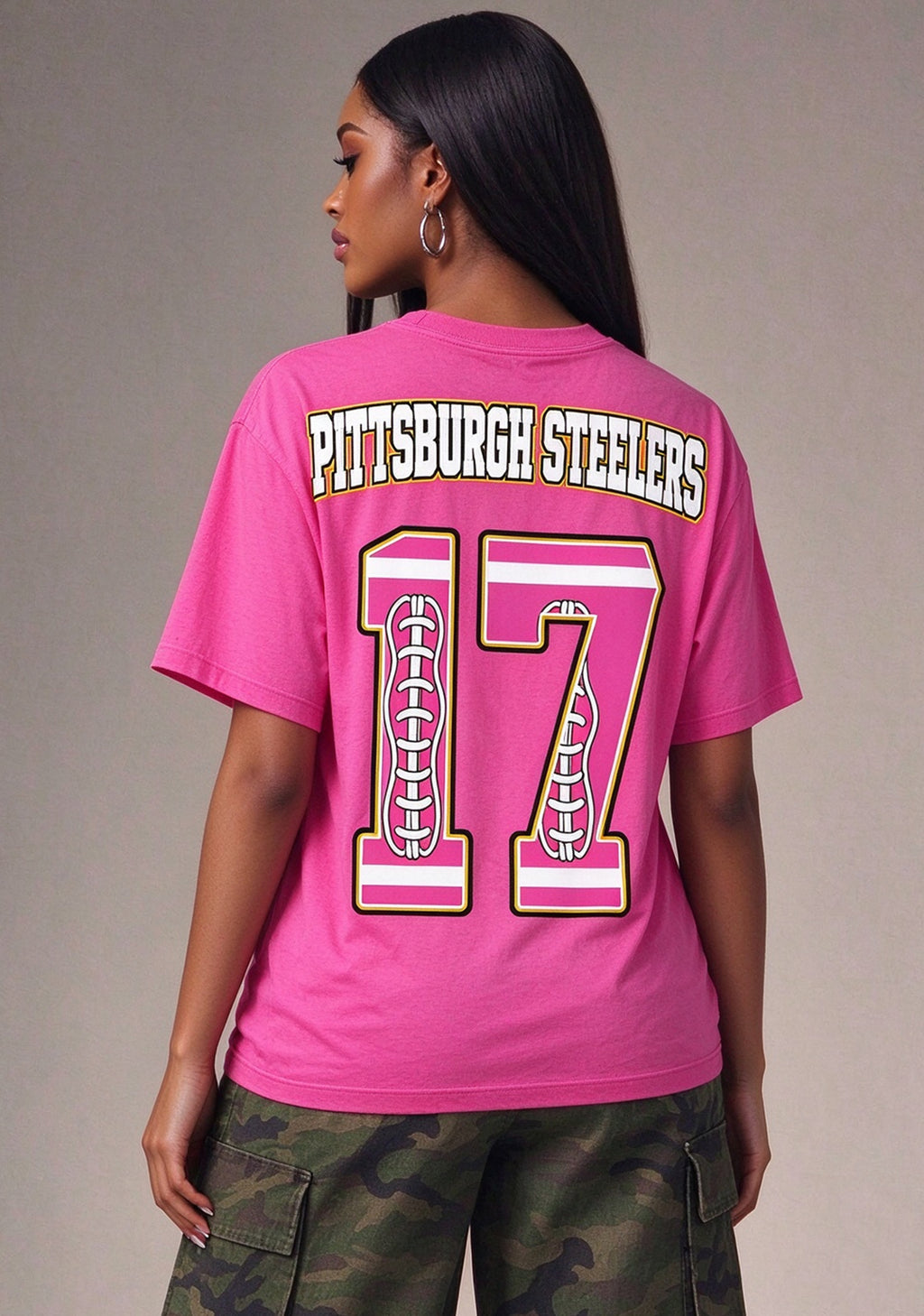 Pittsburgh Steelers Pink Out Tackle Breast Cancer Awareness V-Neck T-Shirt