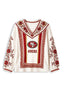Women's San Francisco 49ers Boho Floral Printed V-Neck Long Sleeve Shirt