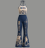 One Piece Halter Crop Top + High Waist Flared Pants Matching 2-Piece Set