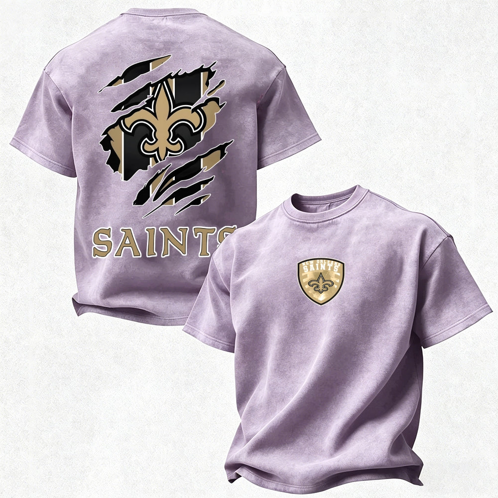New Orleans Saints Printed Unisex 100% Pure Cotton Washed T-Shirt