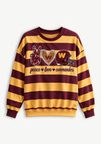 Women's Peace Love Washington Commanders Striped Crewneck Sweatshirt