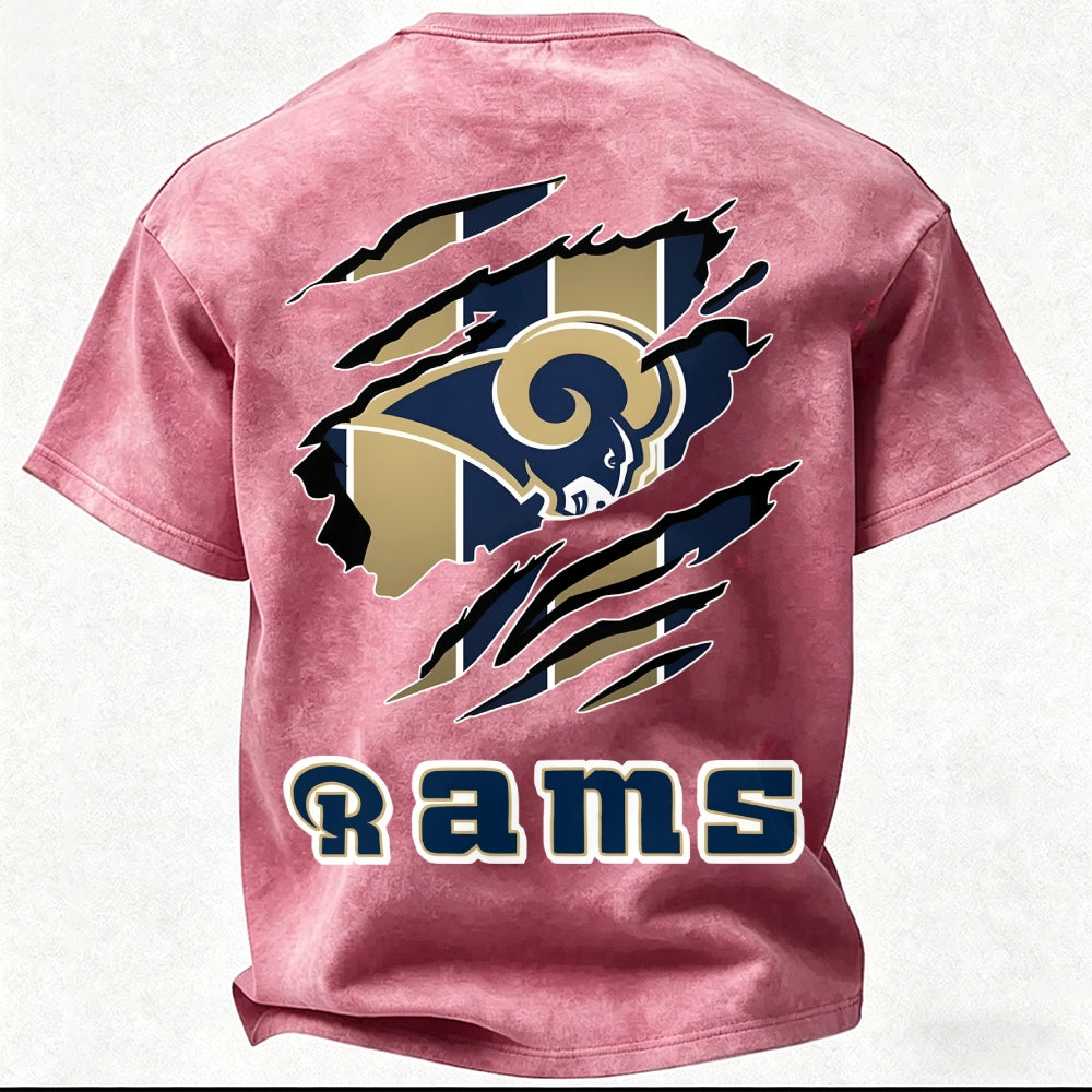 Los Angeles Rams Printed Unisex 100% Pure Cotton Washed T-Shirt
