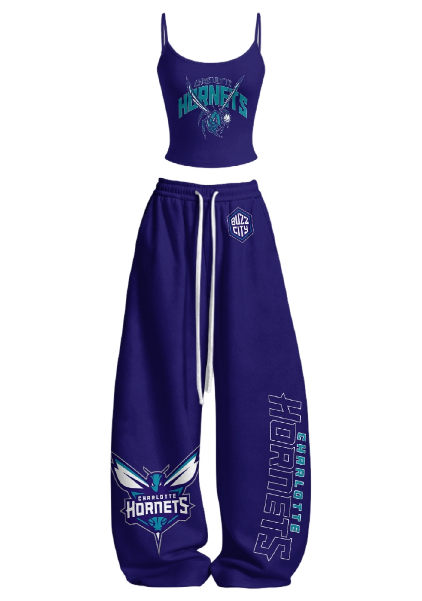 Charlotte Hornets Tops & Elasticated Trousers Two-Piece Set Main image