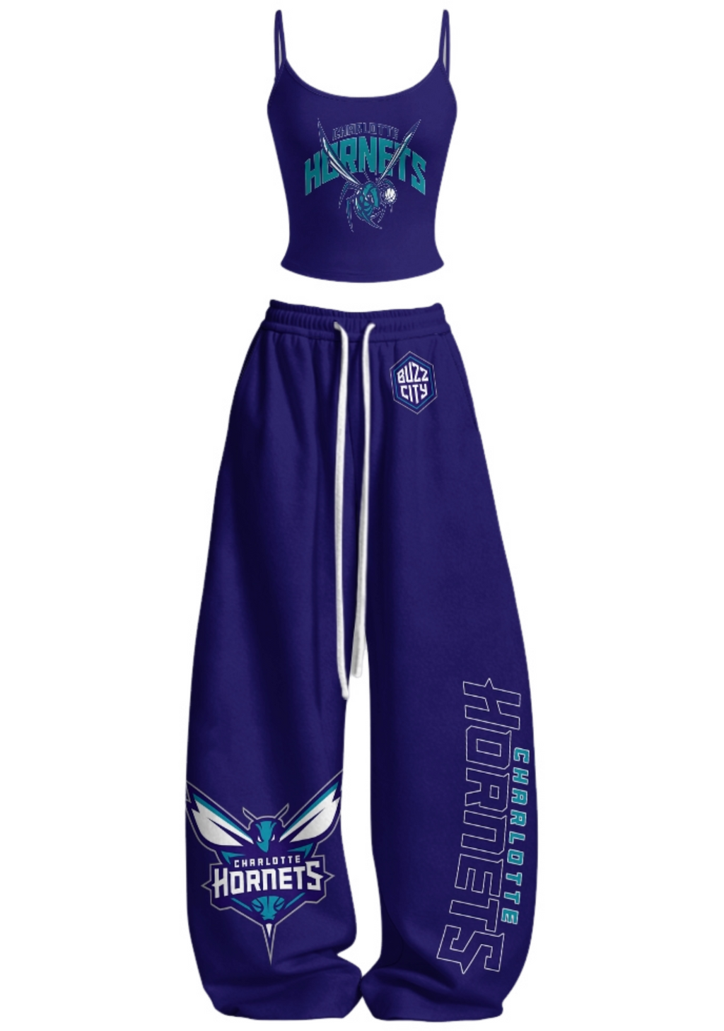 Charlotte Hornets Tops & Elasticated Trousers Two-Piece Set