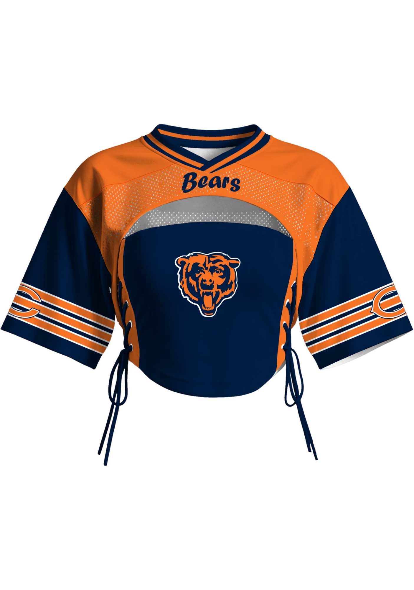 Chicago Bears Women Lace Up Cutout Cropped NFL Mesh Jersey Main image