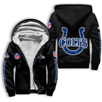 Indianapolis Colts Fleece Lined Zip Up Football Fan Hooded Jacket