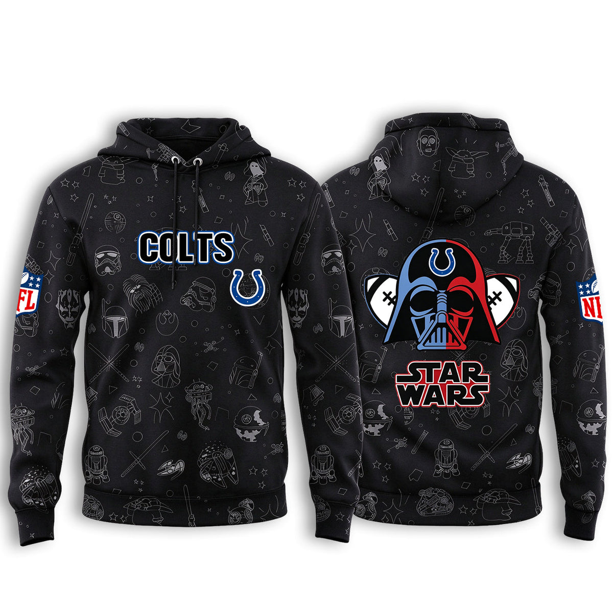 Indianapolis Colts Black Star Wars Graphic Hoodie
