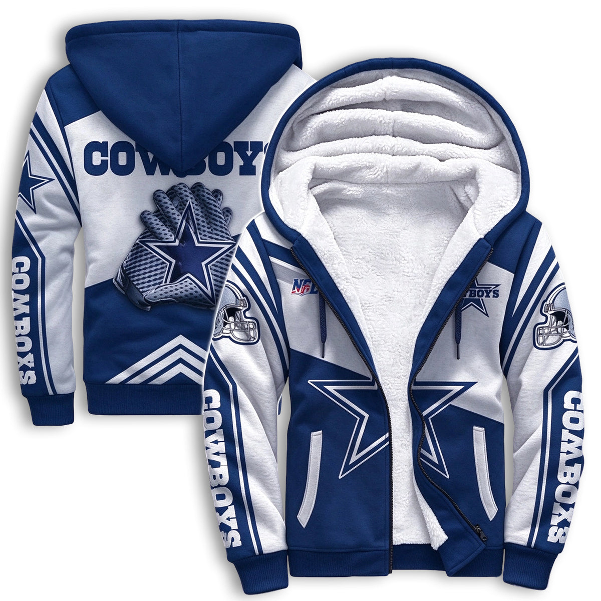 Dallas Cowboys Color Block Fleece Lined Zip Up Football Fan Hooded Jacket Main image
