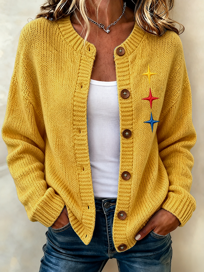 Women'S Football Printed Knitted Cardigan Secondary image