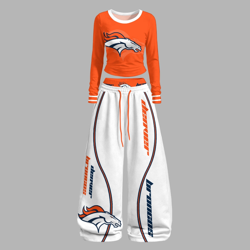 Denver Broncos Long-Sleeved Double-Layer Stretch Pants Set | NFL