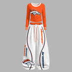 Denver Broncos Long-Sleeved Double-Layer Stretch Pants Set | NFL