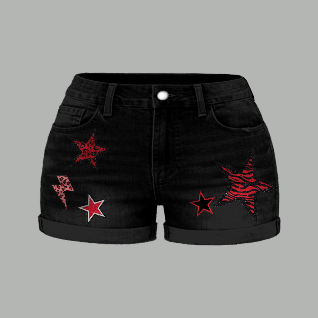 San Francisco 49ers X Pokémon Bodysuit  & Stretch Black Denim Shorts Two-Piece Set