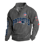New England Patriots Custom Button Mock Neck Sweatshirt