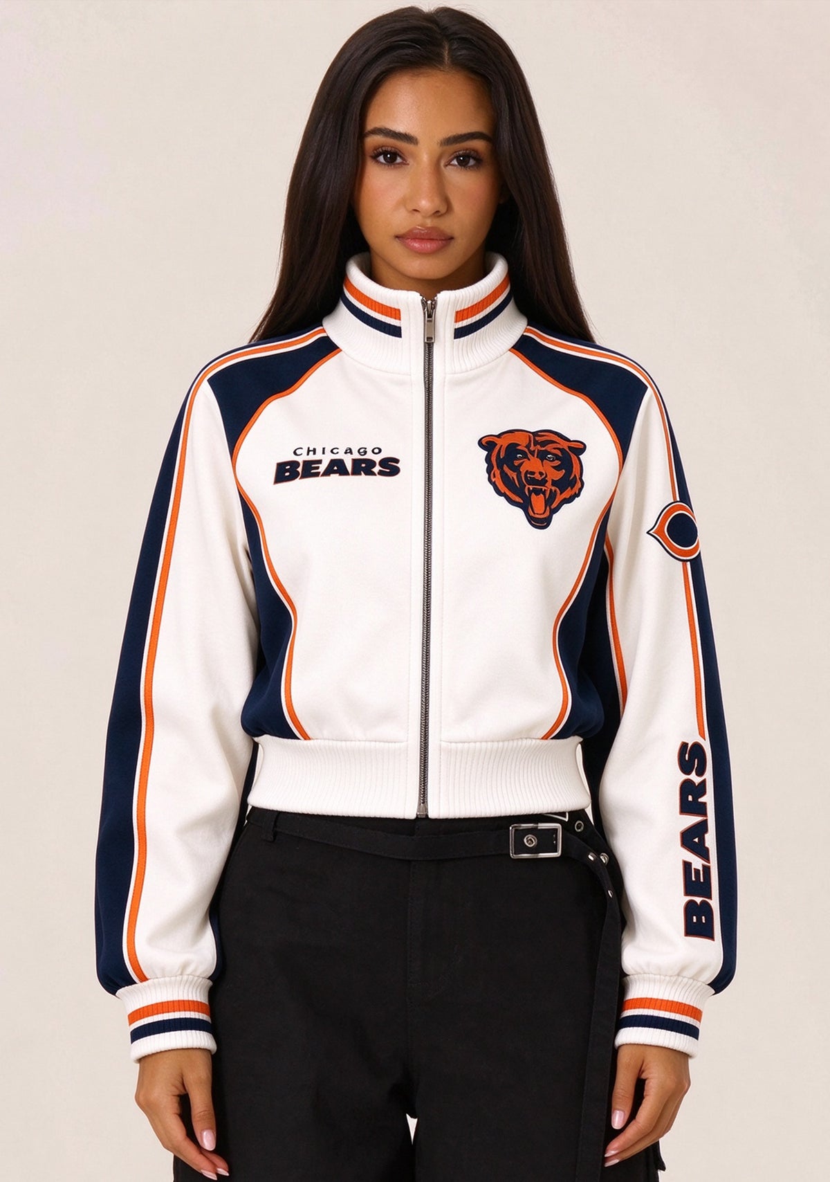 Women's Chicago Bears Cropped Zip Up Track Jacket Main image