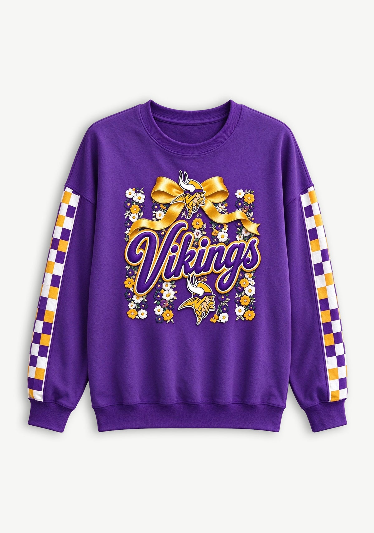 Women's Minnesota Vikings Floral Bow Crewneck Sweatshirt