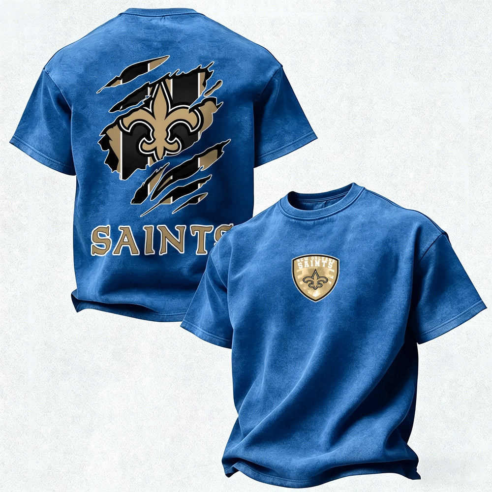 New Orleans Saints Printed Unisex 100% Pure Cotton Washed T-Shirt