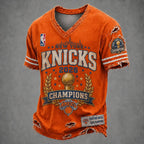 NY Knicks 2026 Champions Distressed V-Neck T-Shirt