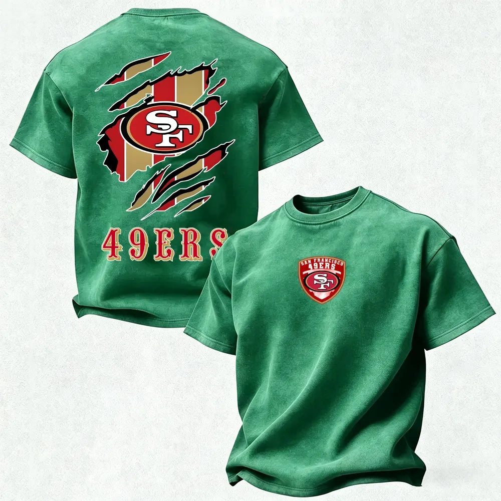 San Francisco 49ers Printed Unisex 100% Pure Cotton Washed T-Shirt